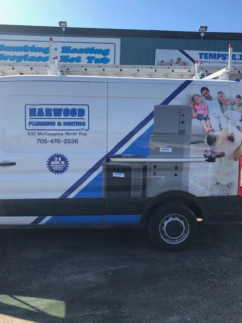 Harwood service van outside the business