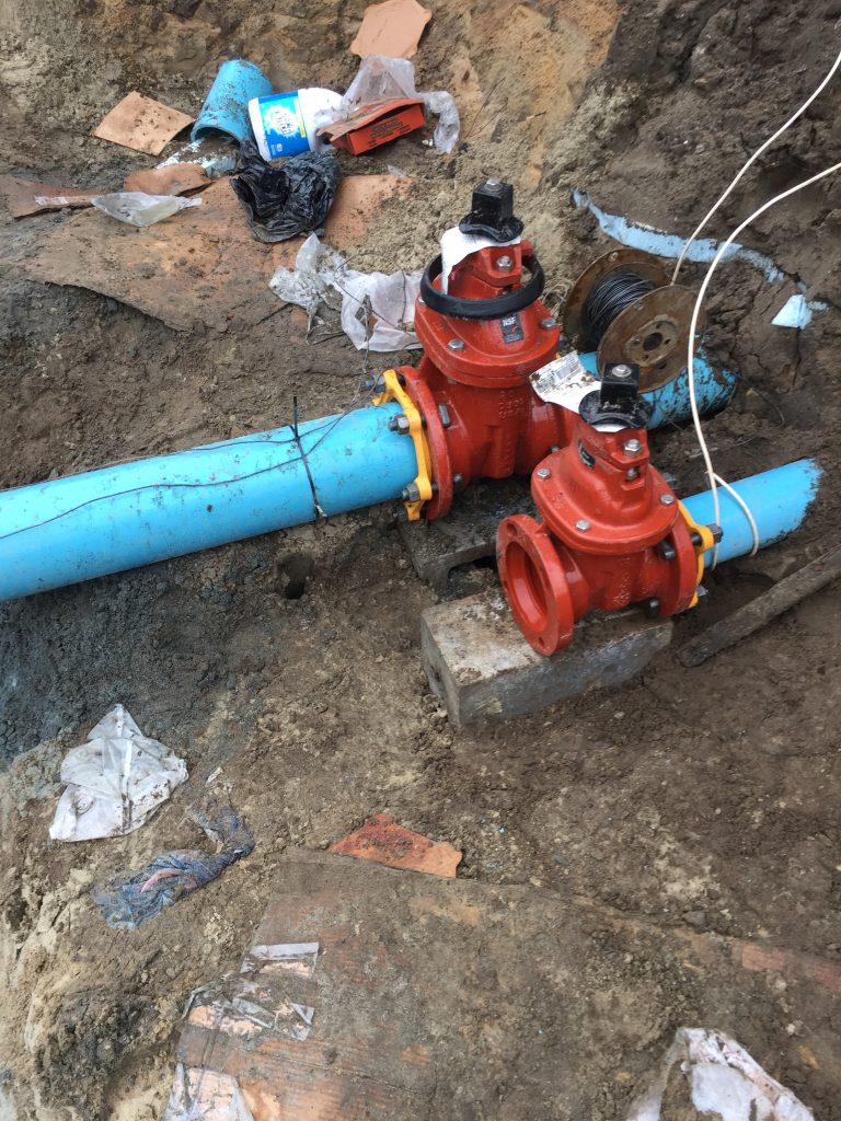 Water service running into building