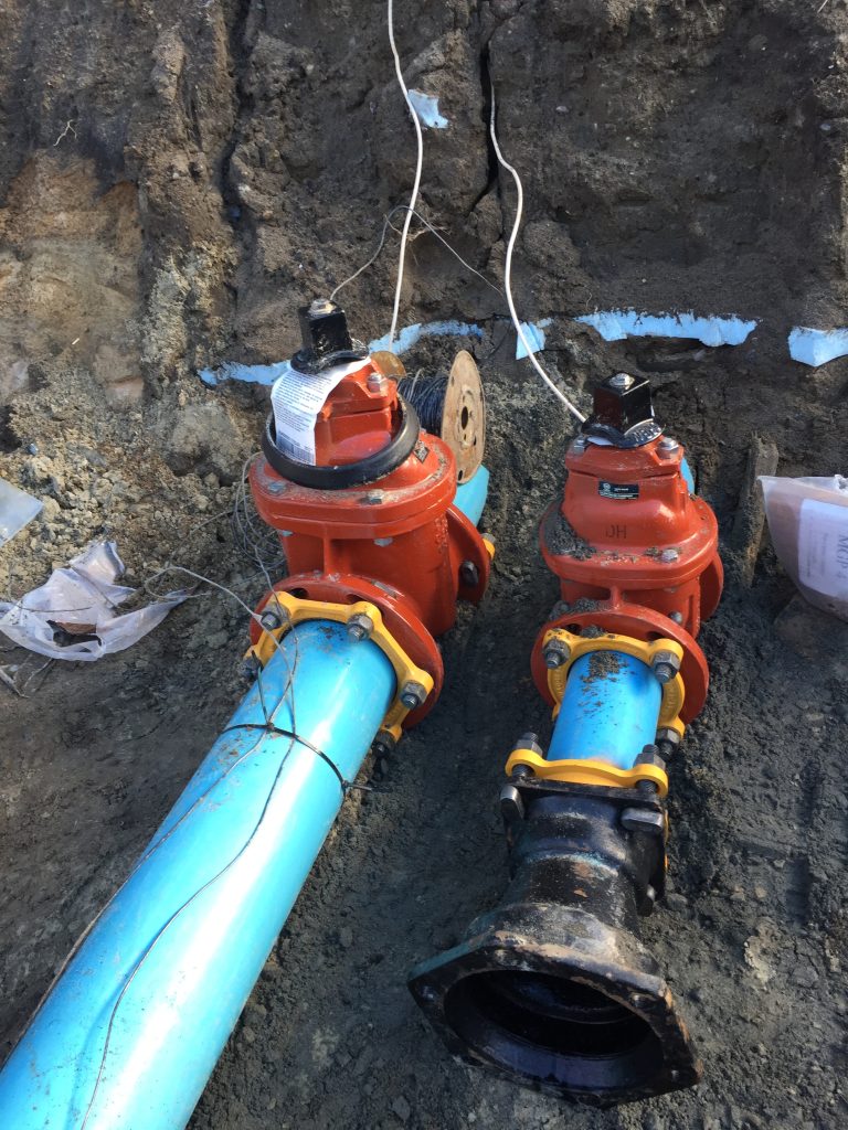 Water service feeding commercial building